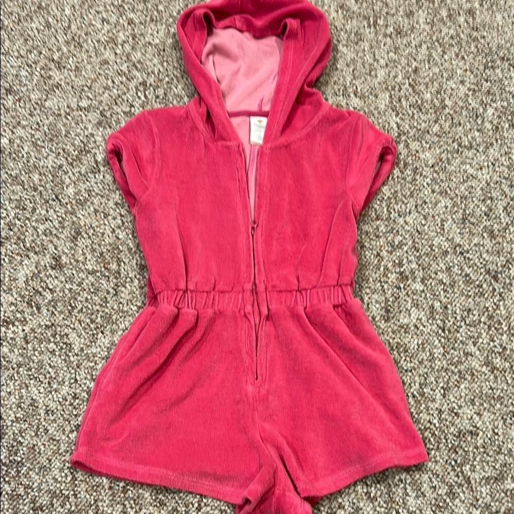 Tucker + Tate Hot Pink Hooded Plush Romper